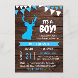 Convites Rustic Country Buck Deer BOY Chá de fraldas