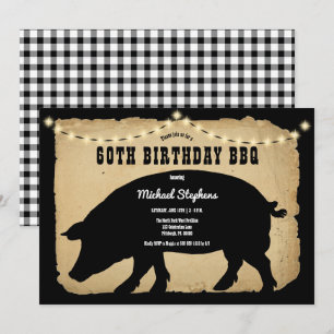 Convites Rustic Country Hog 60º Aniversário Barbeque - CHUR