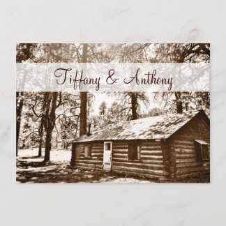 Convites Rustic Country Log Cabin Sepia Wedings Invtions