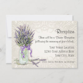 Convites Rustic Country Mason Jar Lace em Floral de Lavanda