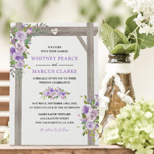 Convites Rustic Country Purple Floral Wedding Pergola