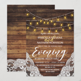 Convites Rustic Country String Luz Lace De Madeira Noite