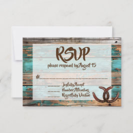 Convites Rustic Country Teal Barn Wood Horsfere RSVP