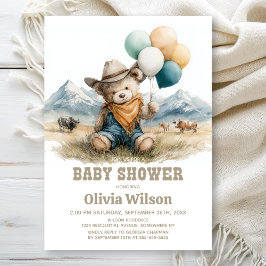 Convites Rustic Country Teddy Bear Baby Shower Invitation