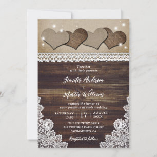 Convites Rustic Country Vintage Burlap e Lace Weds