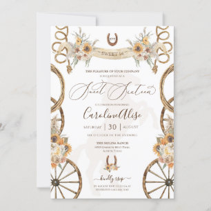 Convites Rustic Country Western Sunflower Boho Sweet 16