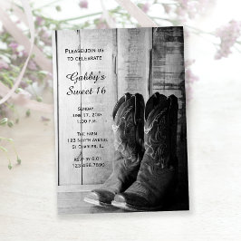 Convites Rustic Cowboy Boots Doce Festa de aniversário de 1