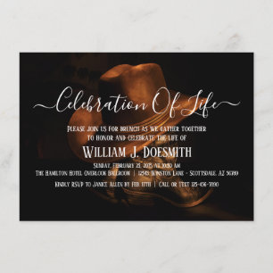 Convites Rustic Cowboy Boots Hat Memorial Service Funeral