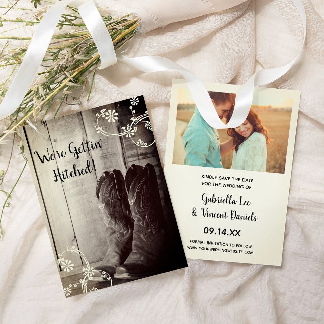 Convites Rustic Cowboy Boots Western Weding Date (Criador carregado)