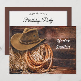 Convites Rustic Cowboy Hat Rope Hay Foto Aniversário
