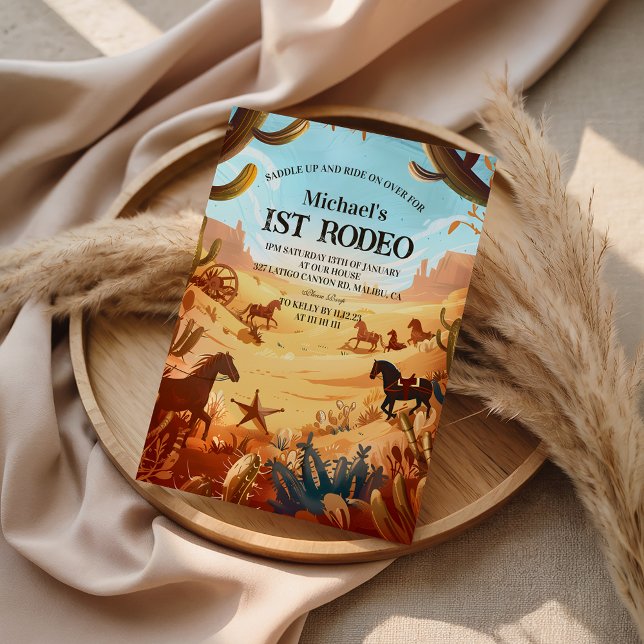 Convites Rustic Cowboy Rodeo 1st Birthday Celebration (Criador carregado)