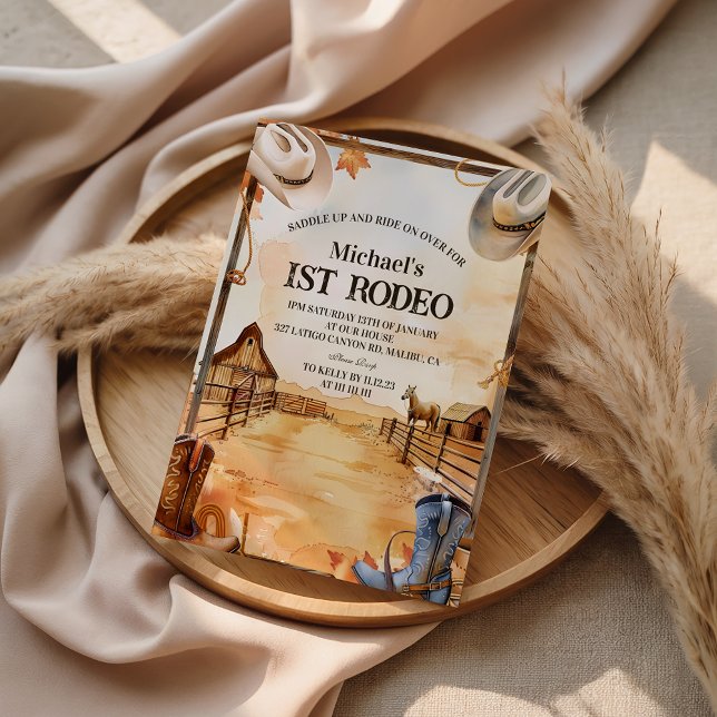 Convites Rustic Cowboy Rodeo 1st Birthday Style (Criador carregado)