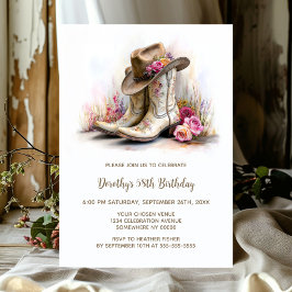 Convites Rustic Cowgirl Boots and Hat Birthday Party