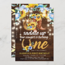 Rustic Cowgirl Boots Floral Primeiro Aniversário