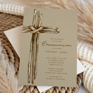 Convites Rustic Cross Communion