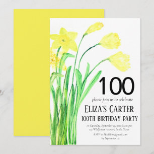 Convites Rustic Daffodil 100º Aniversário do Elegante Flora