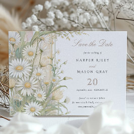 Convites Rustic Daisies Salva o Casamento de Data