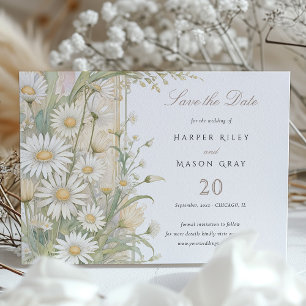 Convites Rustic Daisies Salva o Casamento de Data