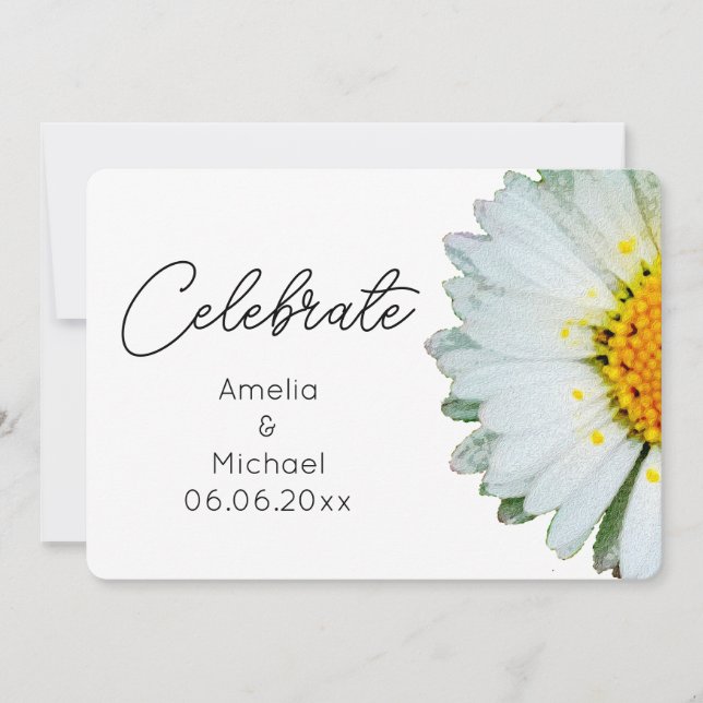 Convites Rustic Daisy Summer Wedding Invitation (Frente)