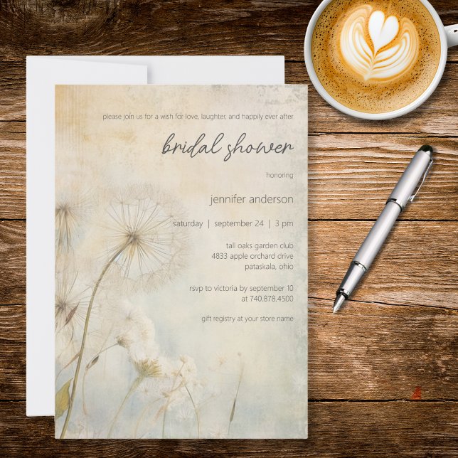 Convites Rustic Dandelion Bridal Shower Invitation (Criador carregado)