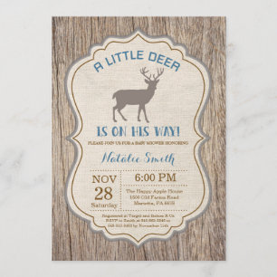 Convites Rustic Deer Chá de fraldas Invitation Boy