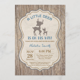 Convites Rustic Deer Chá de fraldas Invitation Boy