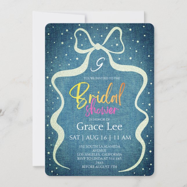 Convites Rustic Denim Bridal Shower Invitation (Frente)
