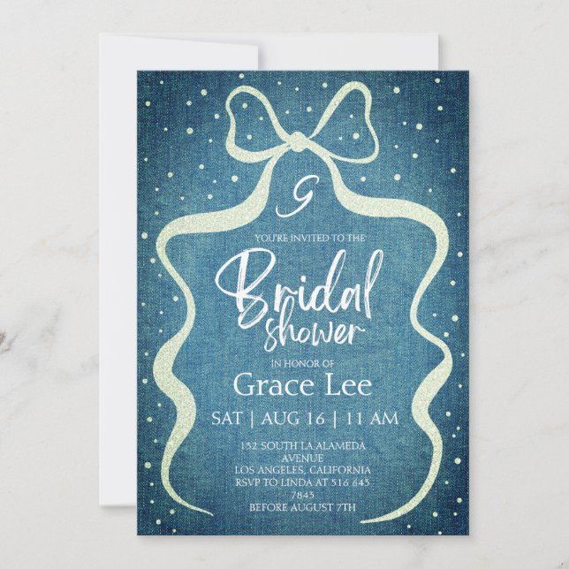 Convites Rustic Denim Bridal Shower Invitation (Frente)