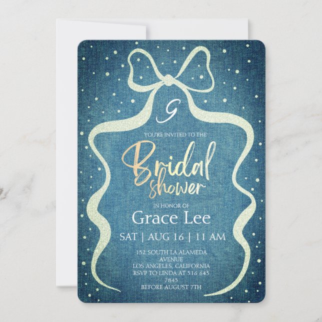 Convites Rustic Denim Bridal Shower Invitation (Frente)