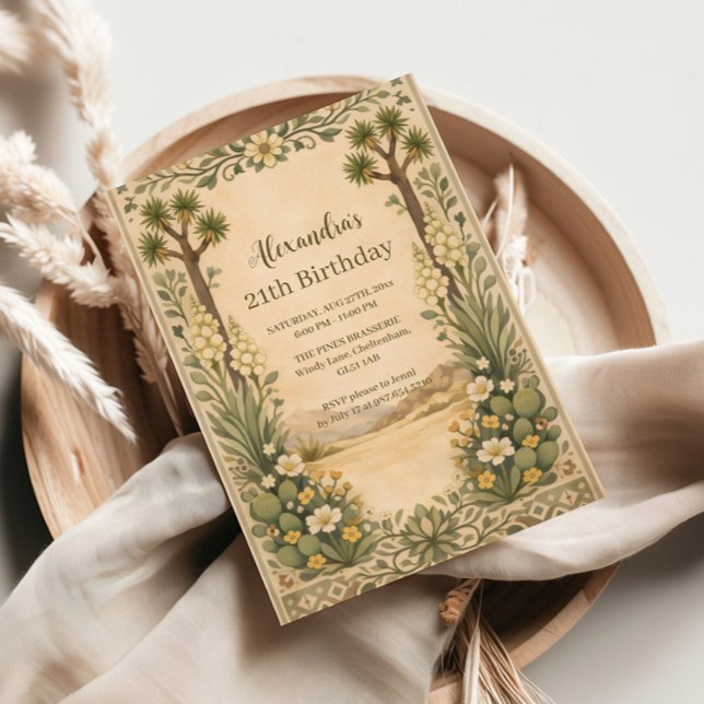 Convites Rustic Desert Botanicals Birthday (Criador carregado)