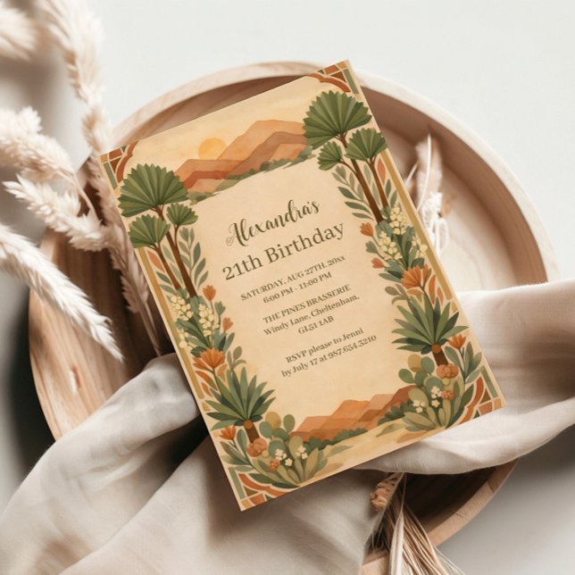 Convites Rustic Desert Florals Birthday (Criador carregado)