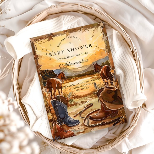 Convites Rustic Desert Rodeo Baby Shower (Criador carregado)