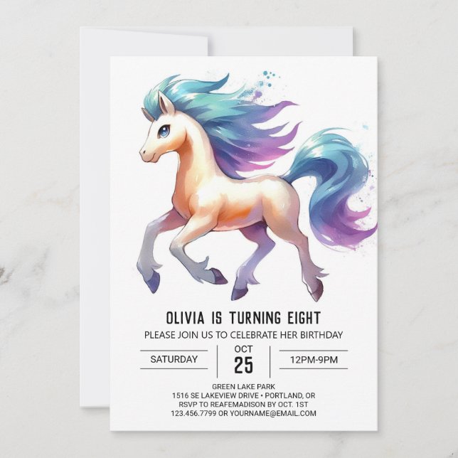 Convites Rustic Digital Horse Birthday (Frente)