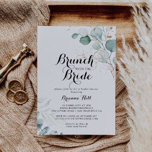 Convites Rustic Dourada Floral Brunch com o Chá Bride