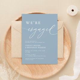 Convites Rustic Dusty Blue Estamos em Festa de noivado