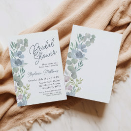 Convites Rustic Dusty Blue Floral Bridal Shower Invitation