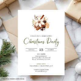 Convites Rustic Earthy Olive Ivory Christmas Party Invite