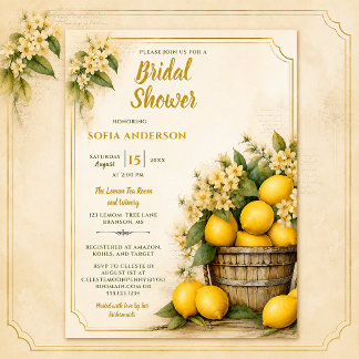 Convites Rustic Elegance Lemon Grove Chá de Noiva |