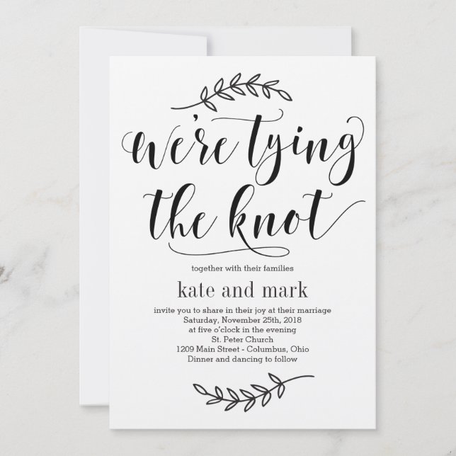 Convites Rustic Elegance Wedation Invitation Kraft (Frente)