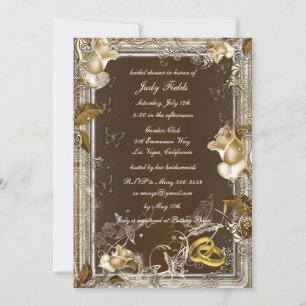 Convites Rustic Elegance White Rose Chá de panela Invite