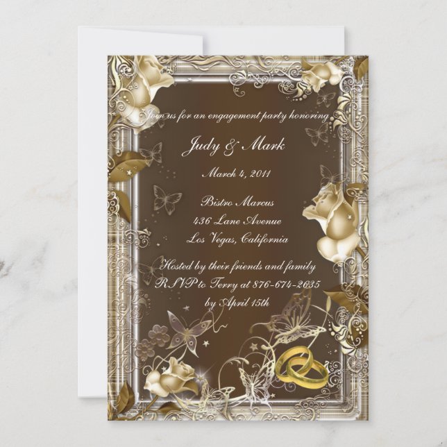 Convites Rustic Elegance White Rose Festa de noivado Invite (Frente)