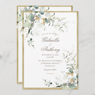 Convites Rustic Elegant Deixa Casamento Dourado Greenery