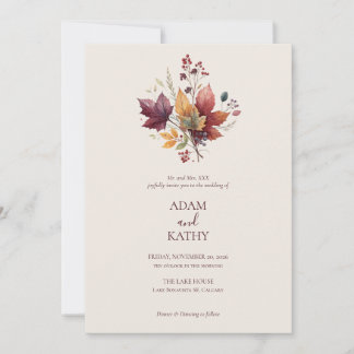 Convites Rustic Elegant Fall Botanical Wedding Invitation 