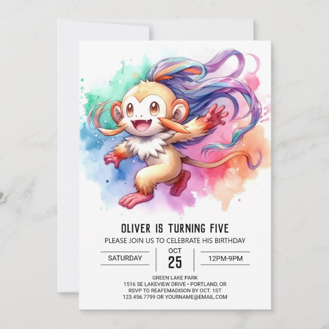 Convites Rustic Elegant Monkey Birthday (Frente)