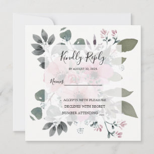 Convites Rustic elegant watercolor floral RSVP