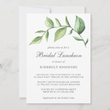 Rustic Elegant Watercolor Greenery Bridal Luncheon