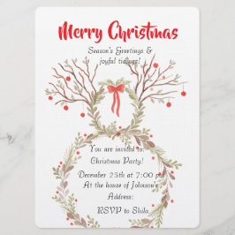 Convites Rustic elegant watercolour Christmas invite cards