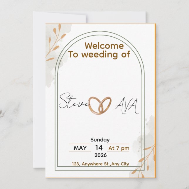 Convites Rustic Elegant Wedding Invitation (Frente)