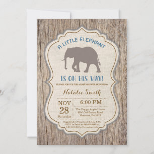 Convites Rustic Elephant Chá de fraldas Invitation Boy