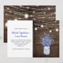 Convites Rustic Esquece-Me Nozes Mason Jar String Luzes